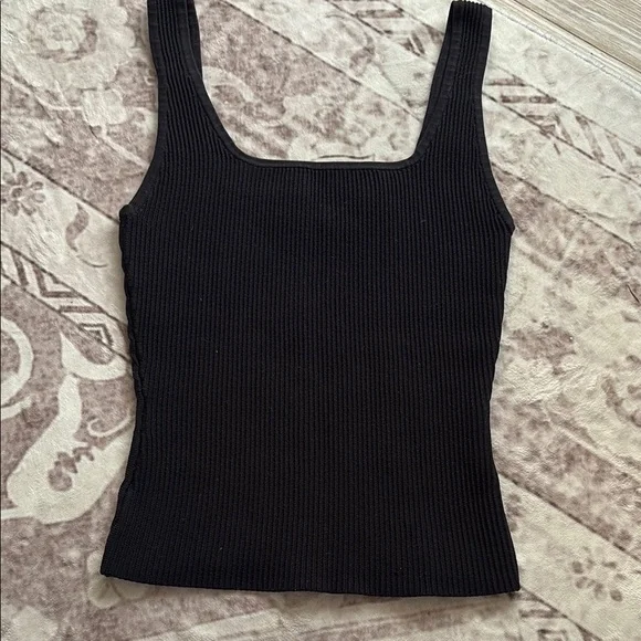 Black Ribbed Tank Top - Picture 1 of 5